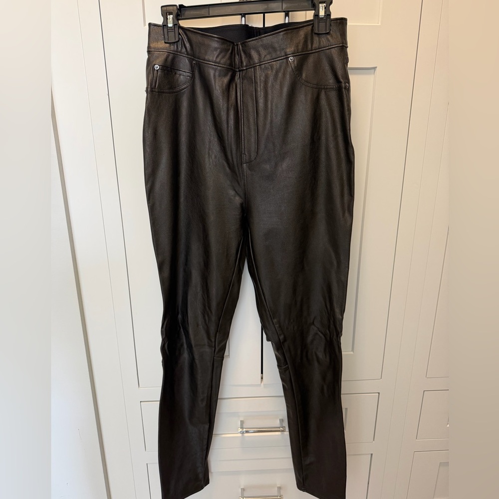 SPANX Black Faux Leather High-Rise leggings